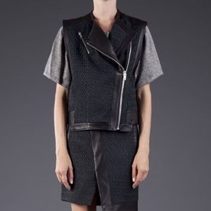 Helmut Lang Black Jacquard Biker Peak Vest